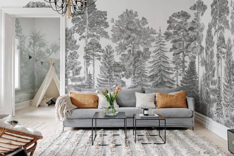 Gray forest wallpaper mural