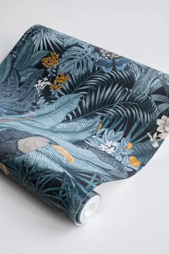 Papier peint jungle bleue