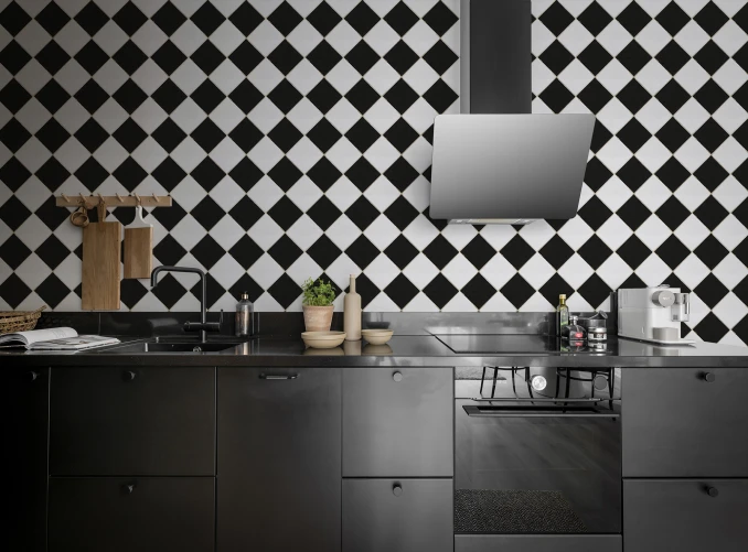 Checkered Tiles, Black & White