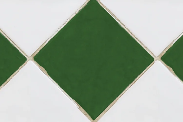 Checkered Tiles, White & Green