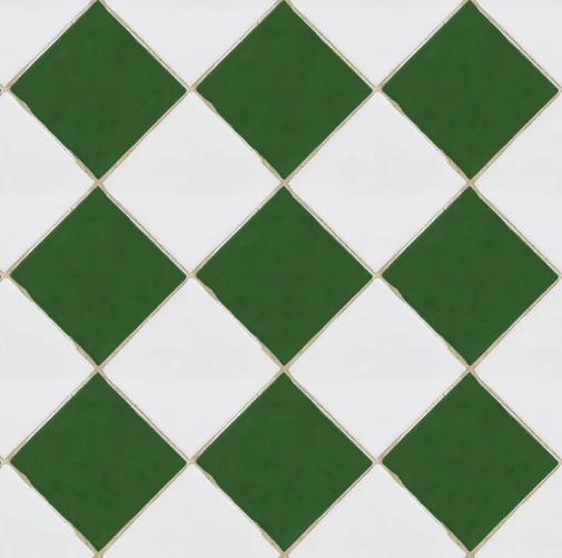 Checkered Tiles, White & Green