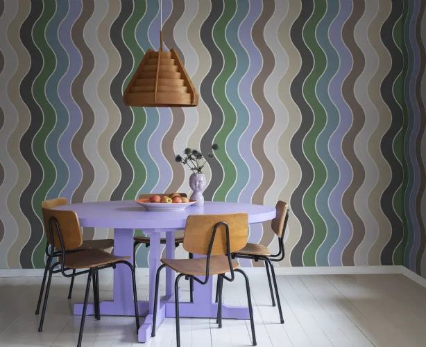 Papier peint arc-en-ciel à motifs ondulés