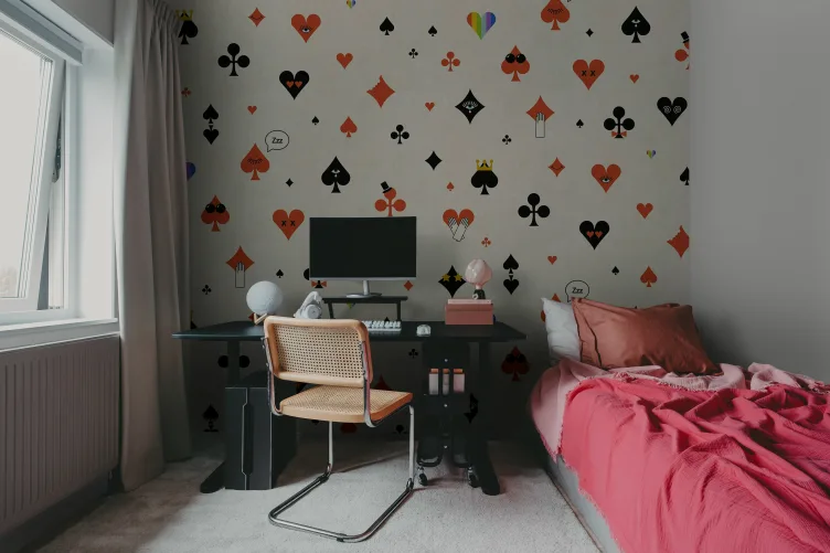 Red poker print wall mural