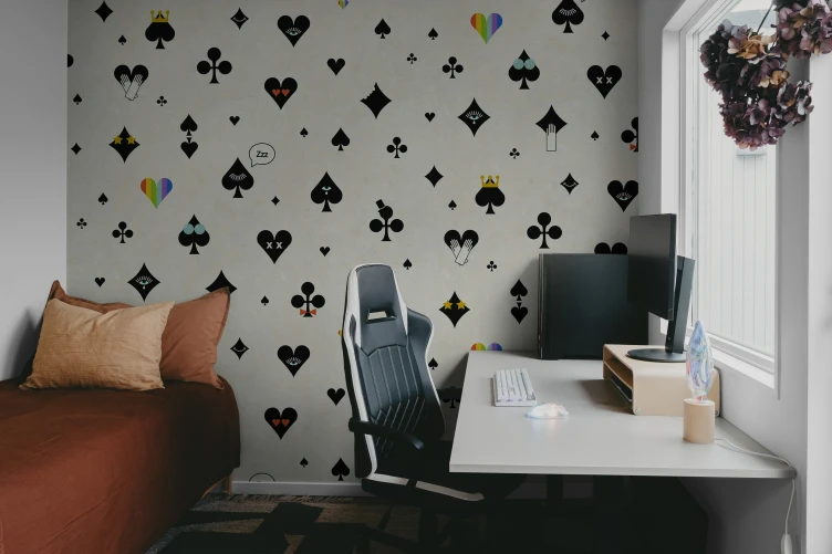 Black and white poker print wall mural