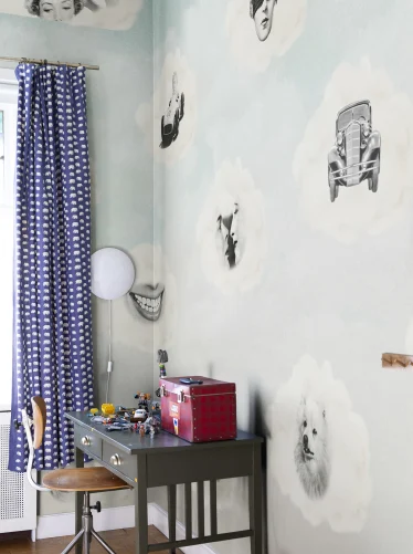 Zacht blauw retro fotobehang