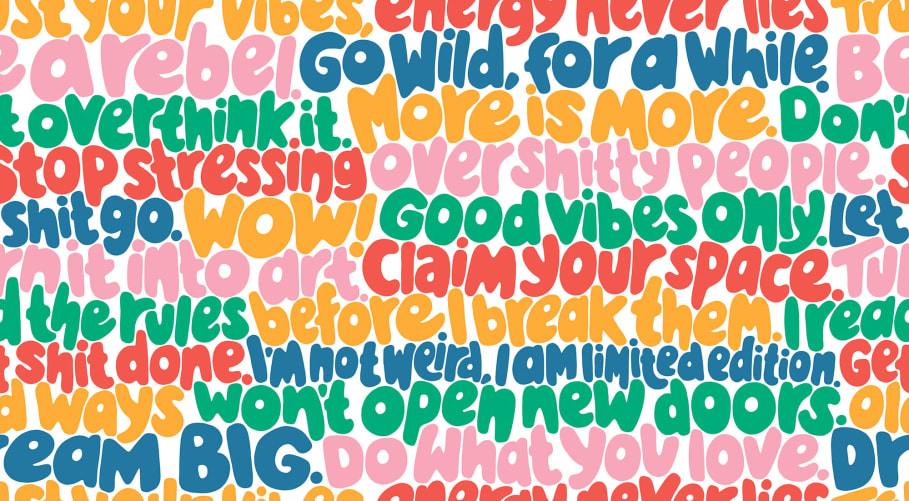 Bold typography wall mural