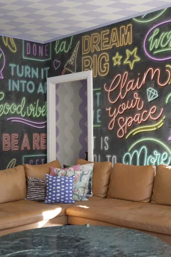 Bold neon typography wall mural