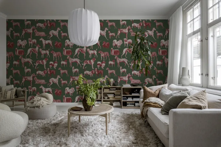Chiens en rouge