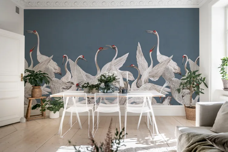 Cranes On a Blue Backdrop