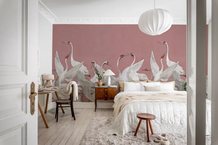 Cranes On a Pink Backdrop
