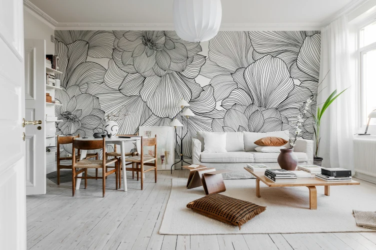 Striking Graphite Florals