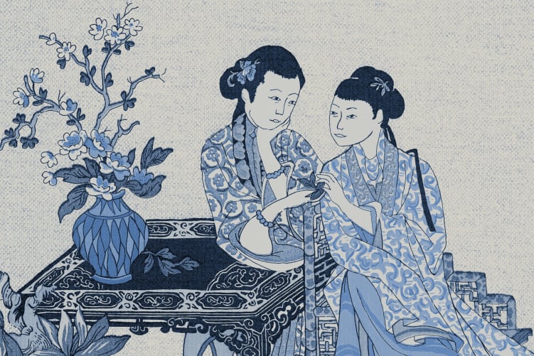 Blauwe Toile Elegantie