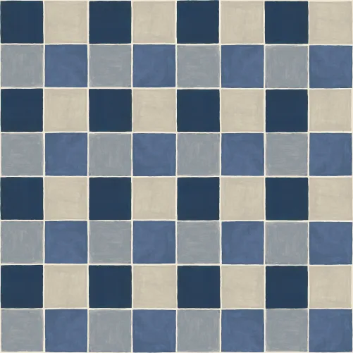Classic Blue Tile Pattern Wallpaper