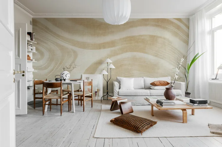 Serene Ocean Waves in Beige