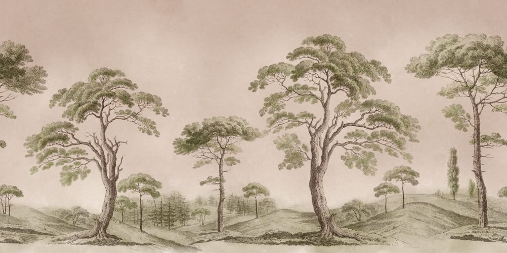 Études d'Arbres Élégants en Rose Doux