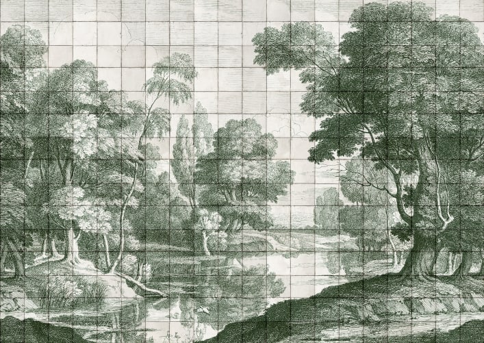 Heiteres grünes Porzellan-Landschaftsbild