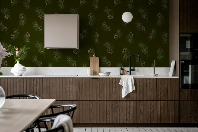 Natuur's den charme op donker groen