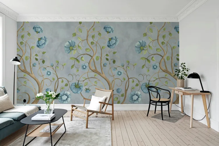Elegant Flow of Blue Blooms