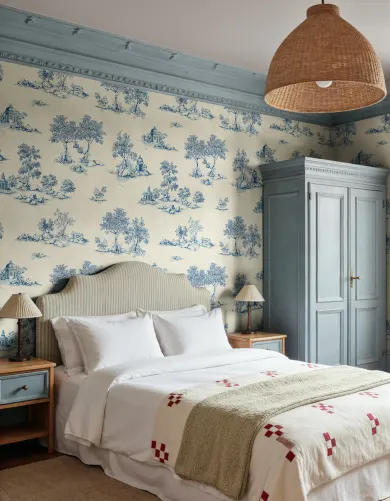 Timeless Blue Toile Elegance