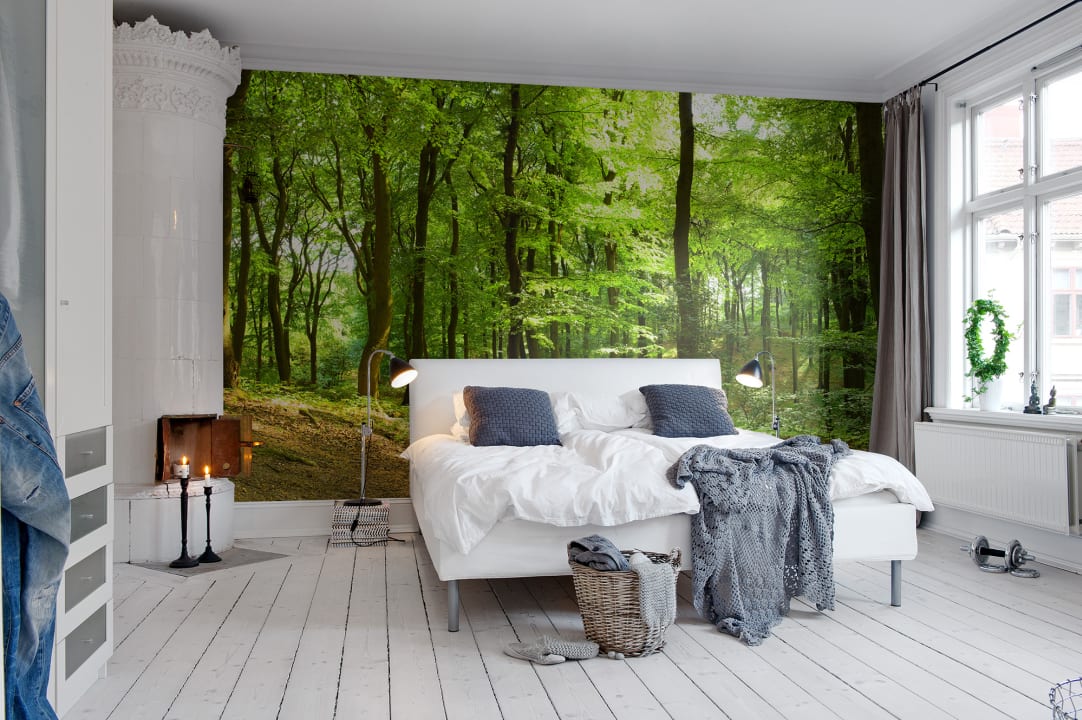 Wall mural with forest motif