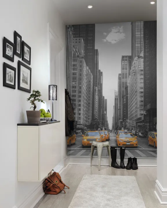 New Yorkse gebouwen en taxi's behang