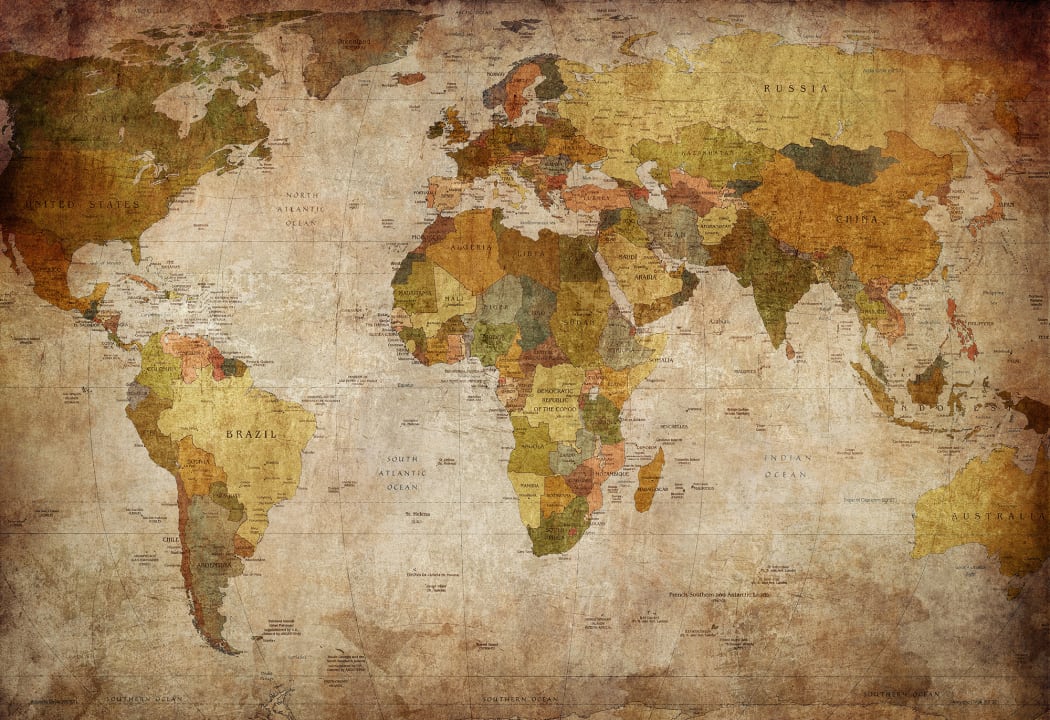 A classic and beautiful world map wall mural