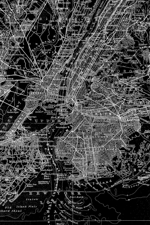 Grafische monochrome kaart op muurschildering