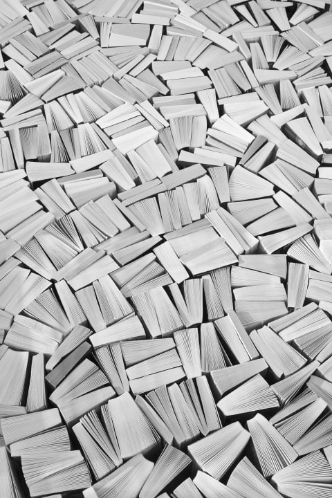 White wallpaper with books