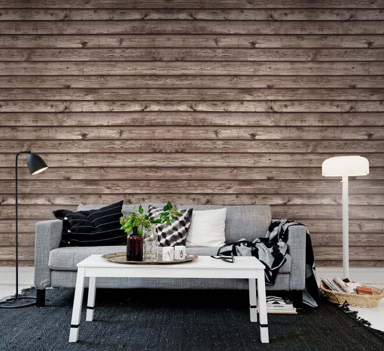 Wallpaper that looks like brown wooden boards