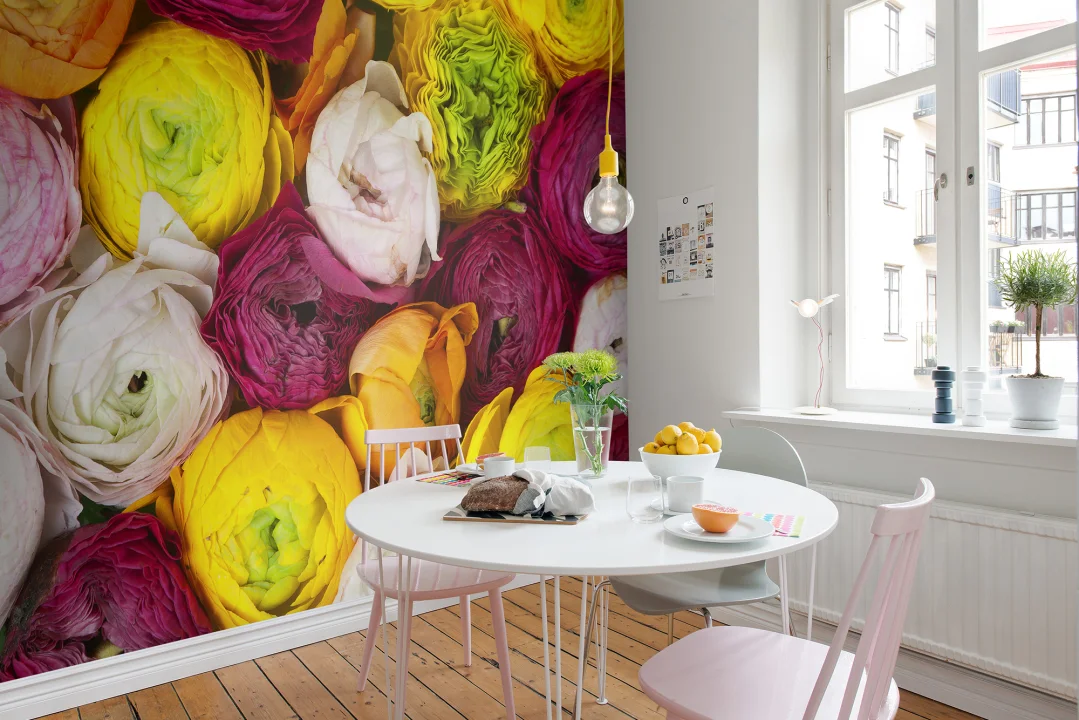 Bright colored flower wall mural