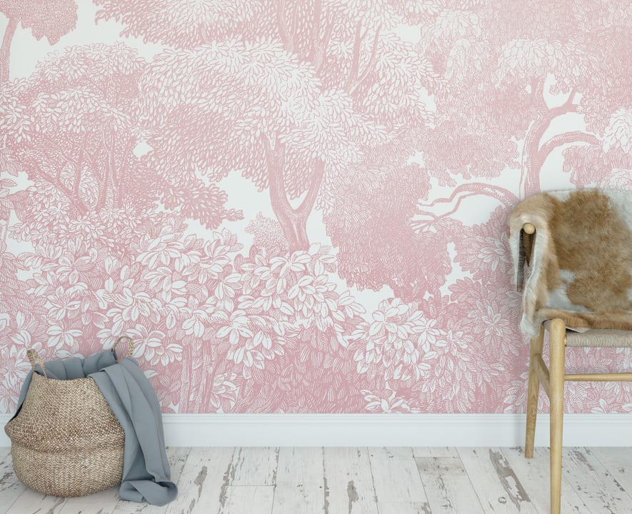 Pink wall mural for daydreamers