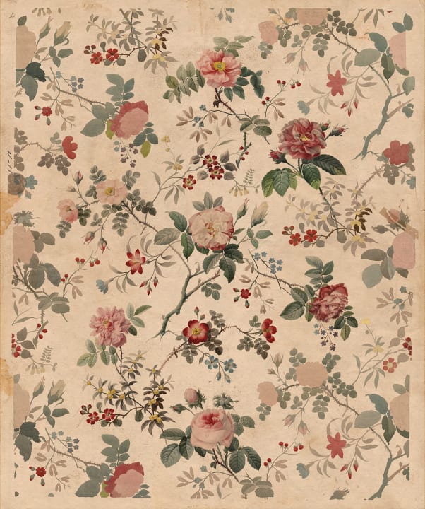 Romantic and vintage floral wallpaper