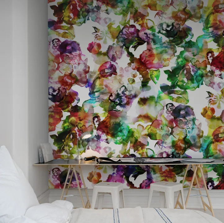 Multicolored aquarelle wall mural