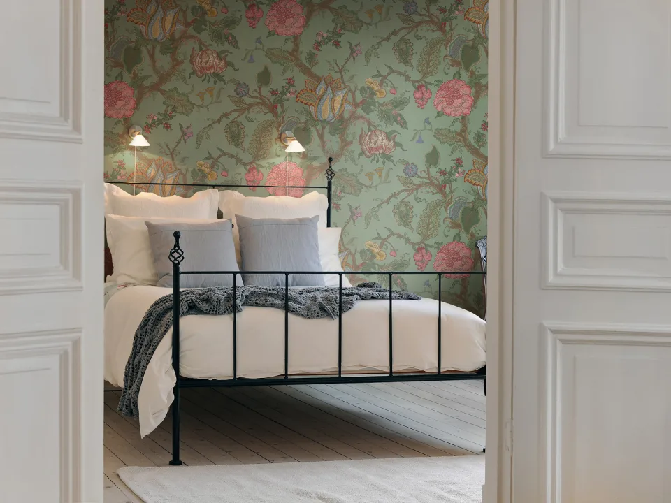 Muurschildering die lijkt op oud origineel vintage behang