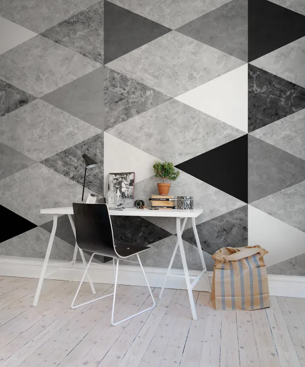 Eine geometrische Tapete mit Marmor-Look