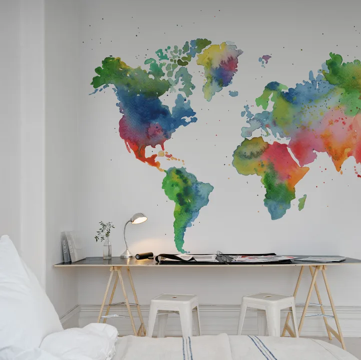 Broaden your horizons with this fabulous world map mural