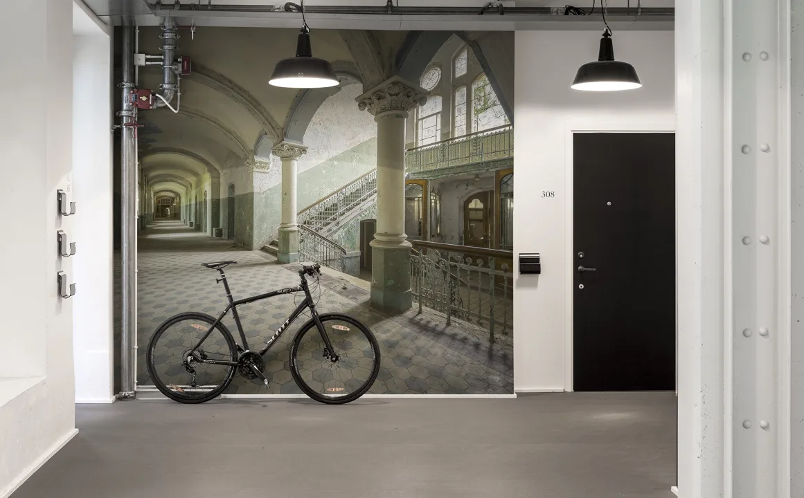This photo wall mural shows off beauty in decay