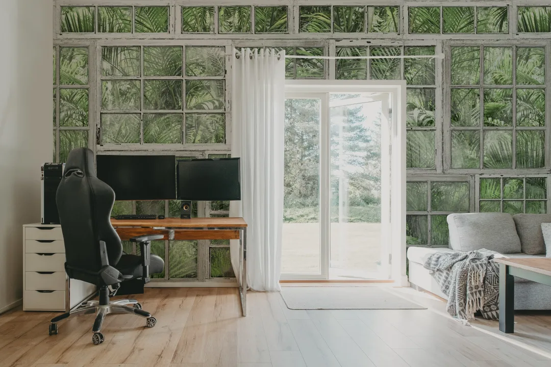Add a touch of overgrowth with this wall mural