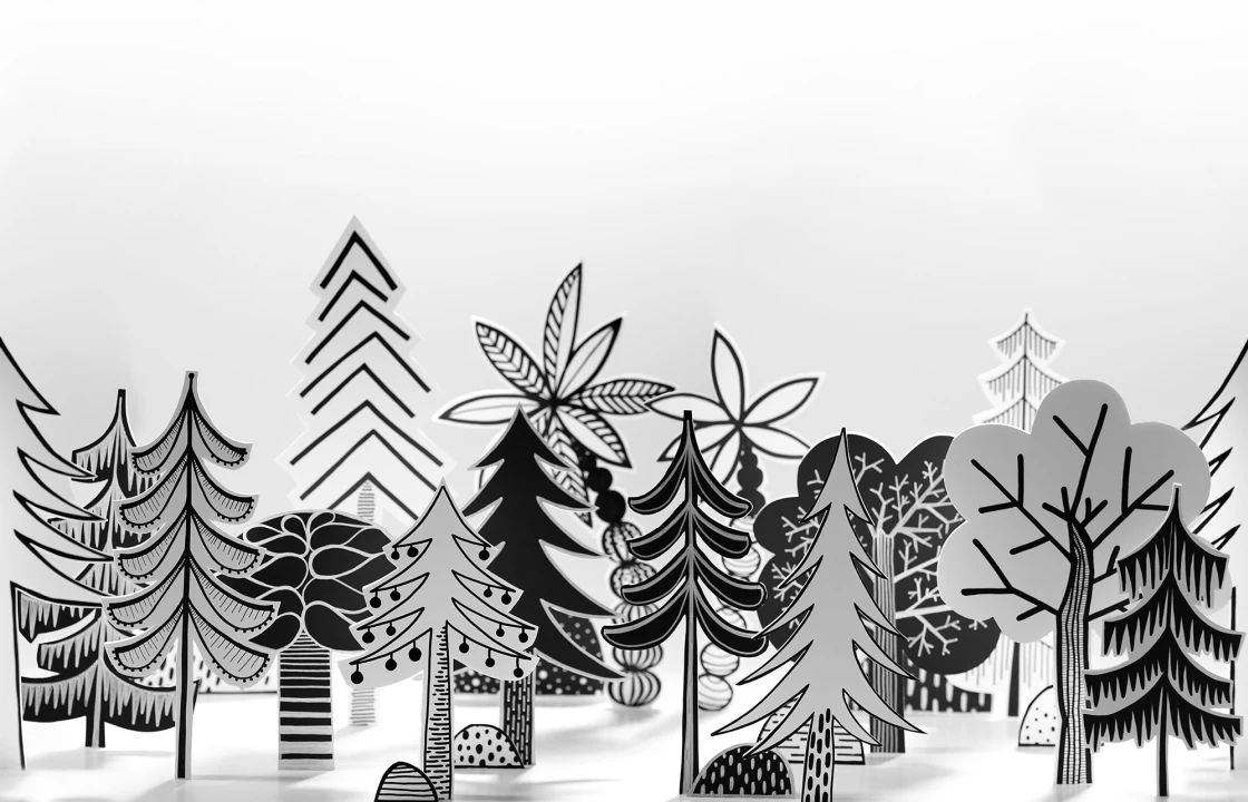 Minimalistinen 3D metsä