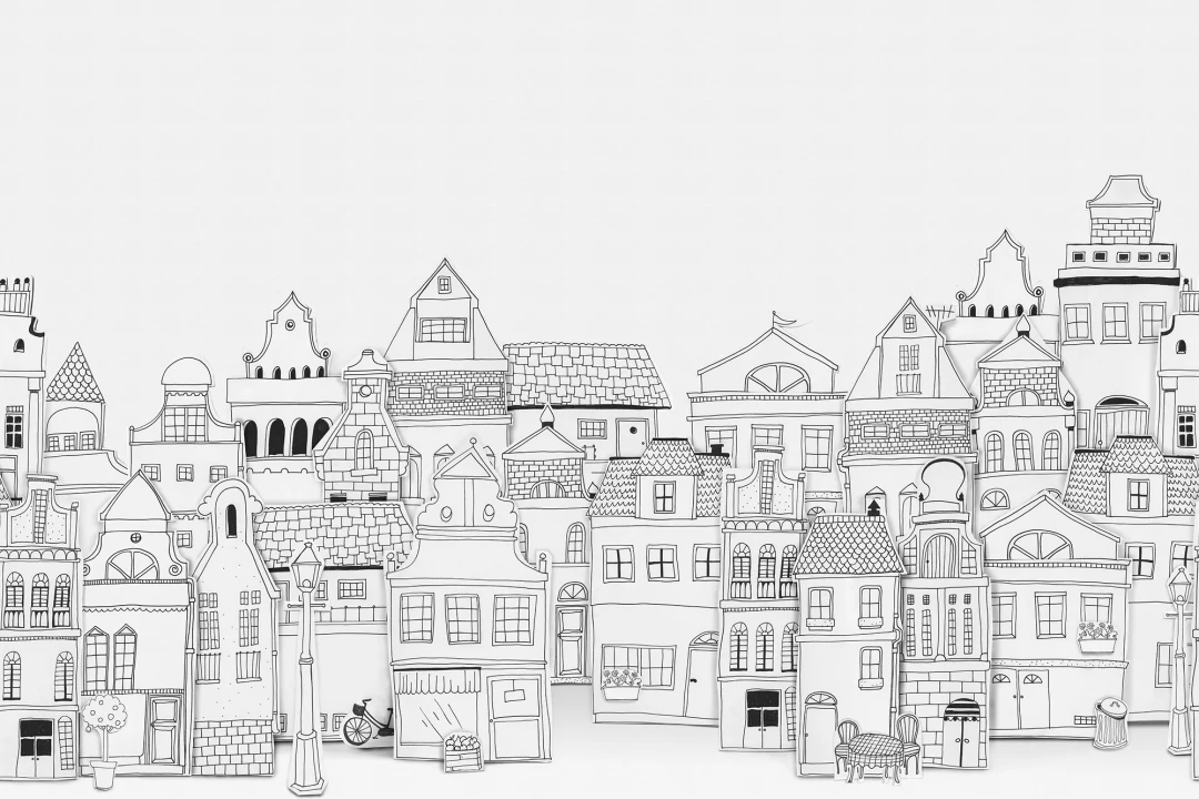 OUTLINED HOUSES IN A ROW