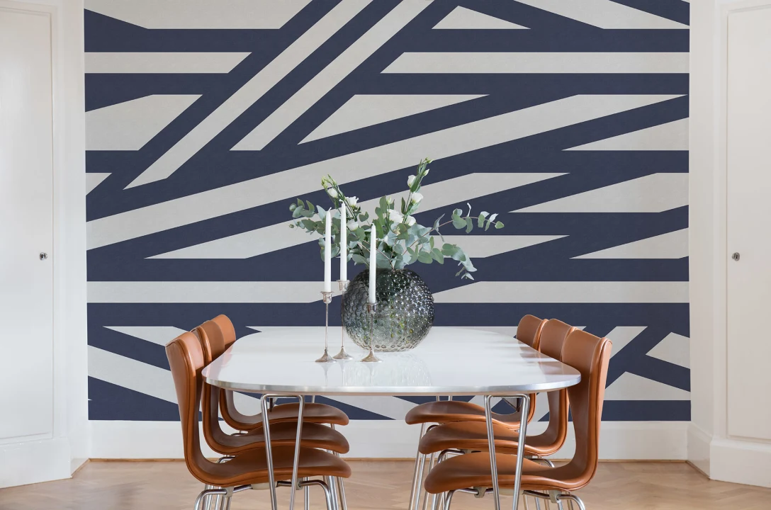 Un décor panoramique graphique avec une structure en lin