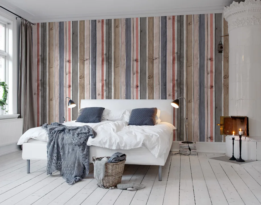 Houten planken in marine kleuren