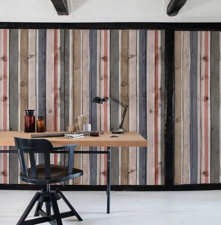 Striped wooden panel in marine colors