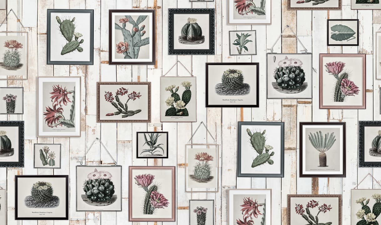 Une reprise du modèle Cactus Wall Art dans des couleurs douces