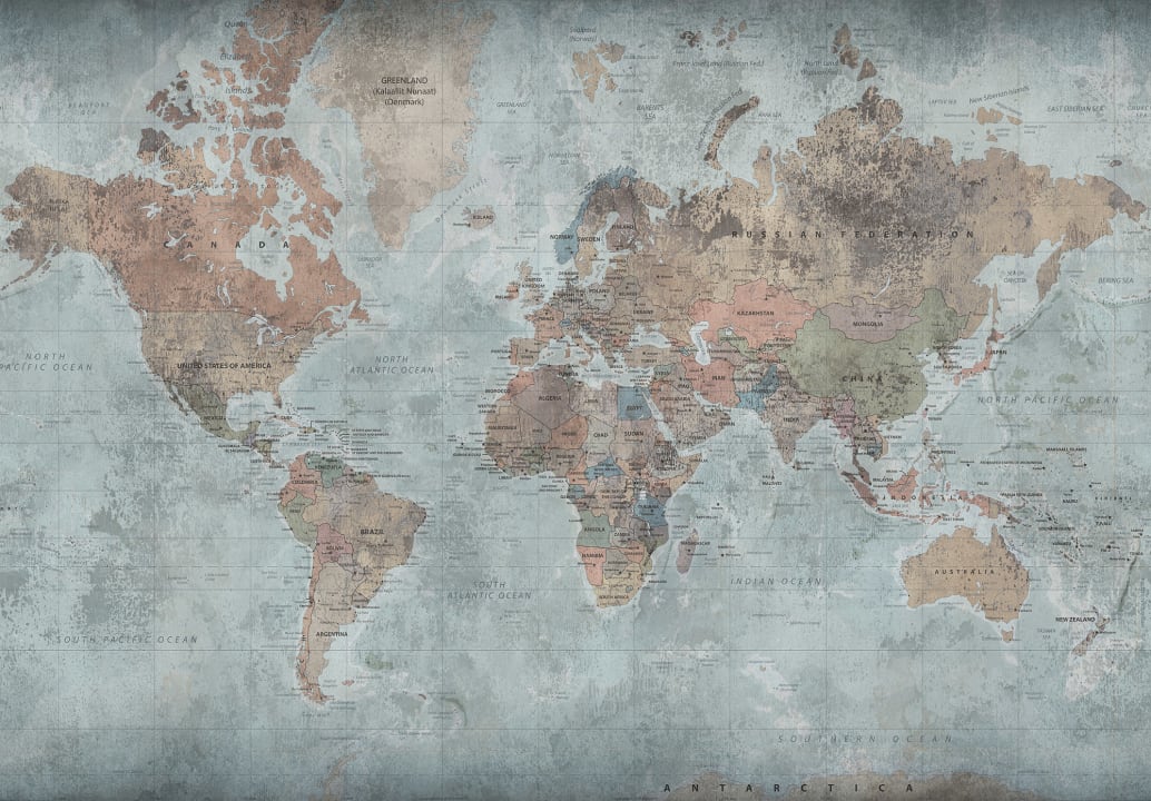 A world map wallpaper mural for the globetrotters