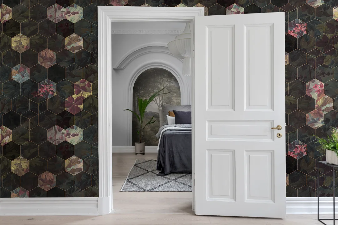 Et smukt rod med blomstrende hexagoner