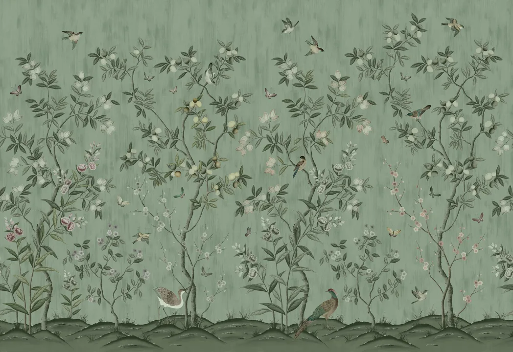 Exotic birds and swirling butterflies
