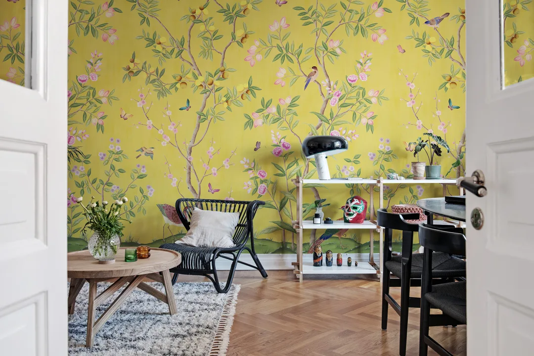 Mesmerizing yellow wall mural
