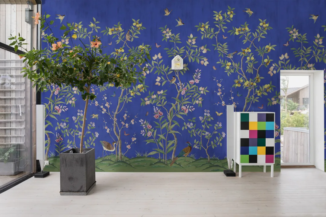 Exquisite blue wall mural