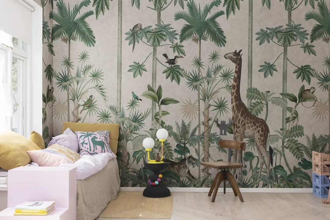 Giraffes Stroll, Pastel Pink